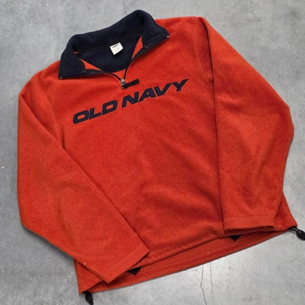 y2k Vintage Old Navy orange quarter zip fleece sweatshirt
